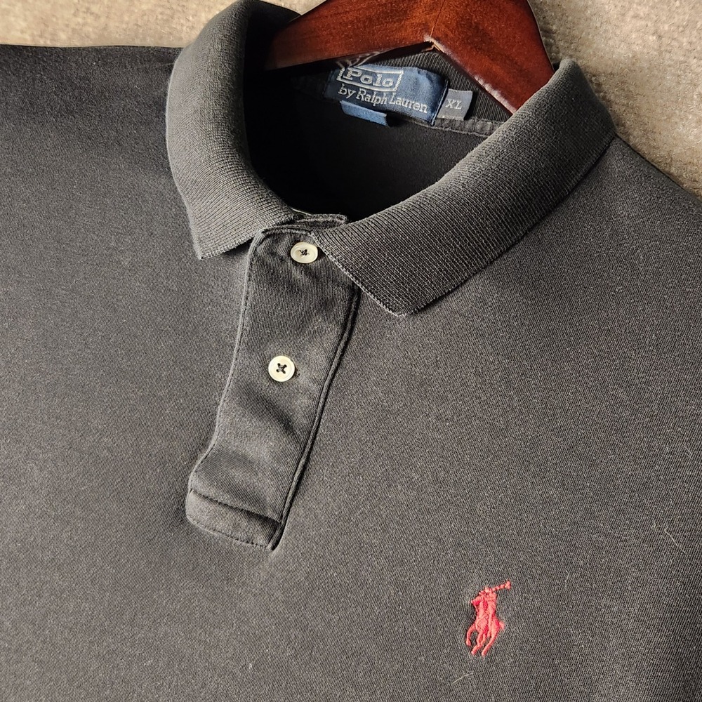 Polo Ralph Lauren Polo Shirt Mens XL Black Red Pony Logo Cotton Short Sleeve